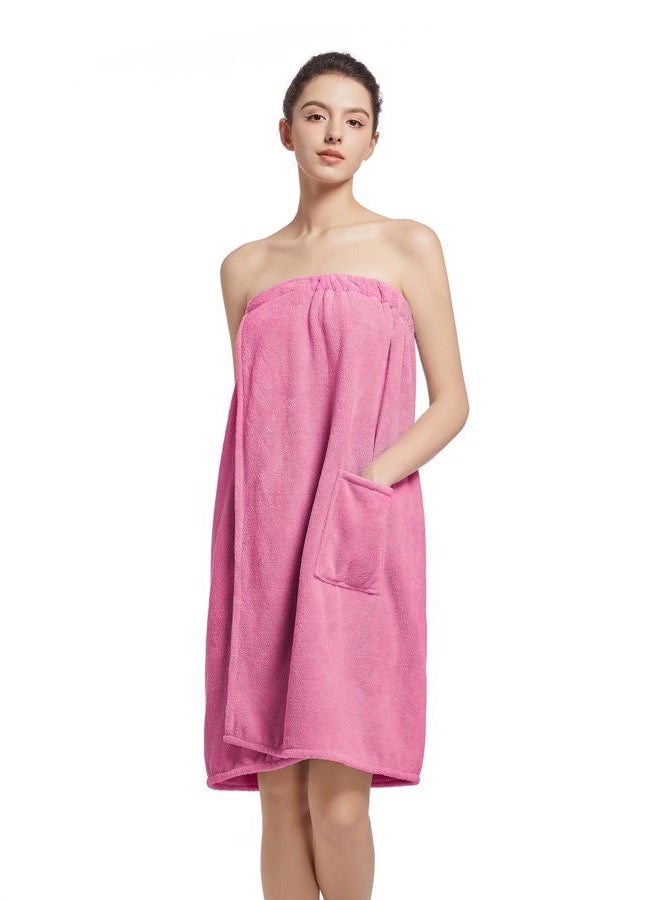 Wubbept Women'S Soft Wrap Towel Full Length,Bath Robe After Shower Female Plush Long,Spa Bathrobes Lightweight With Pockets Rose Red, Rose Red, One size - Image 1