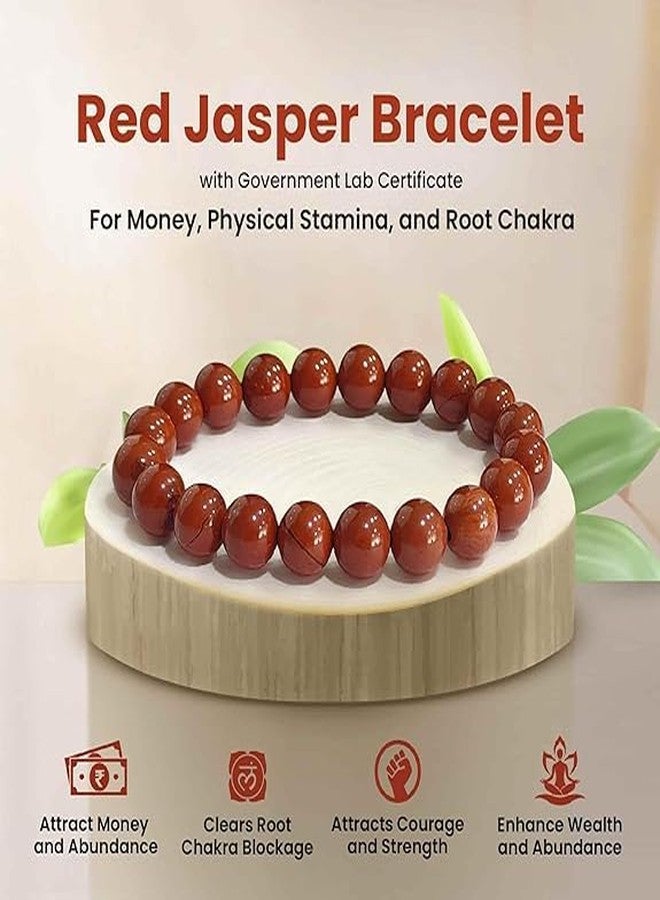 Sukhad Natural Red Jasper Bracelet for Men & Women | 8mm Red Jasper Stone Beaded Bracelet | Healing Crystal Energy Bracelet | Protection & Grounding Spiritual Jewelry - Image 5