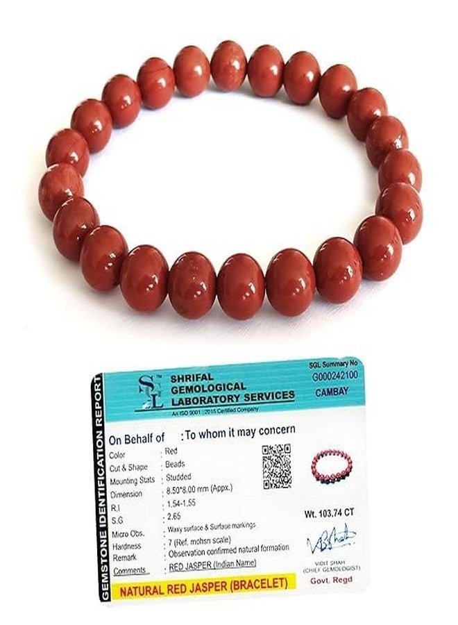 Sukhad Natural Red Jasper Bracelet for Men & Women | 8mm Red Jasper Stone Beaded Bracelet | Healing Crystal Energy Bracelet | Protection & Grounding Spiritual Jewelry - Image 1