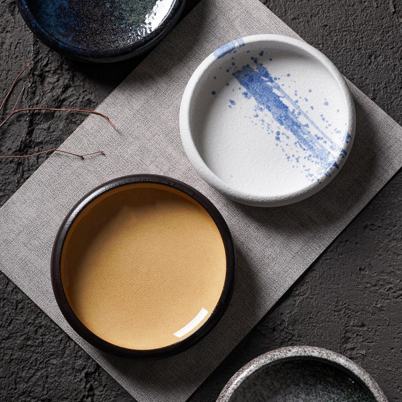 Uaral Salad Plate Stone Plates Pasta Plates Portion Plate Japanese Serving Dishes Set of 2 8 inch 20 ozBlue Stone Texture - Image 4
