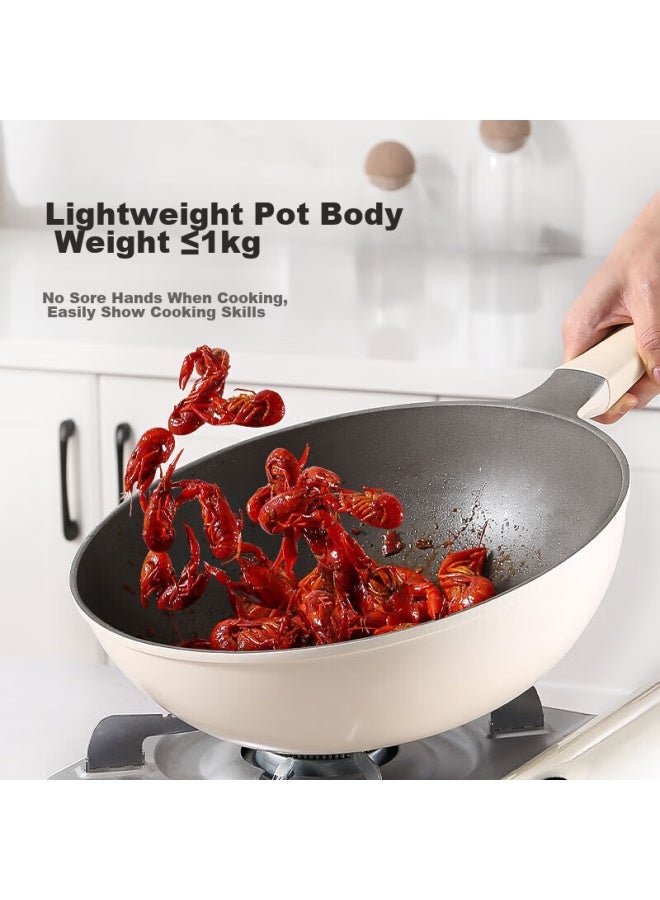 Redchef Red Kitchen Titanium Ceramic Wok, Non-stick Pan, Household Cooking Pan, Lightweight Titanium Pan, 28cm, Compatible With Induction And Gas Stoves - Image 5