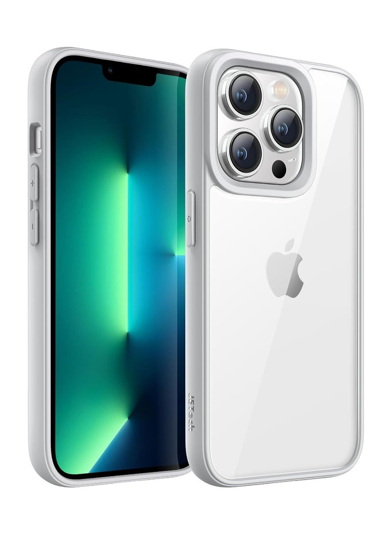 جراب لهاتف iPhone 15 Pro، غطاء ممتص للصدمات للهاتف، إطار TPU بلون سادة غير لامع، ظهر شفاف مضاد للخدش (فضي) - Image 1