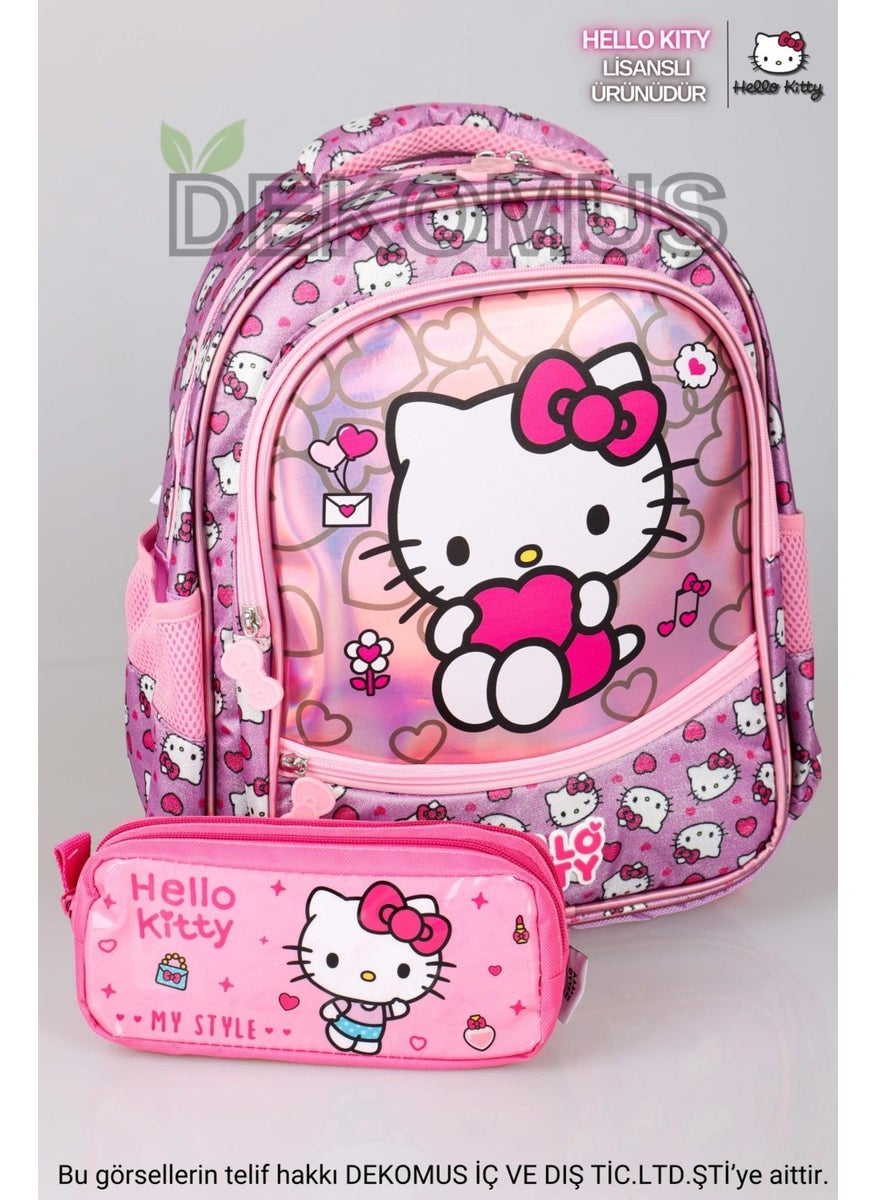 Hello Kitty New Season Licensed 's Sparkling World Special Collection School Bag and Pencil Bag Set  - Image 1