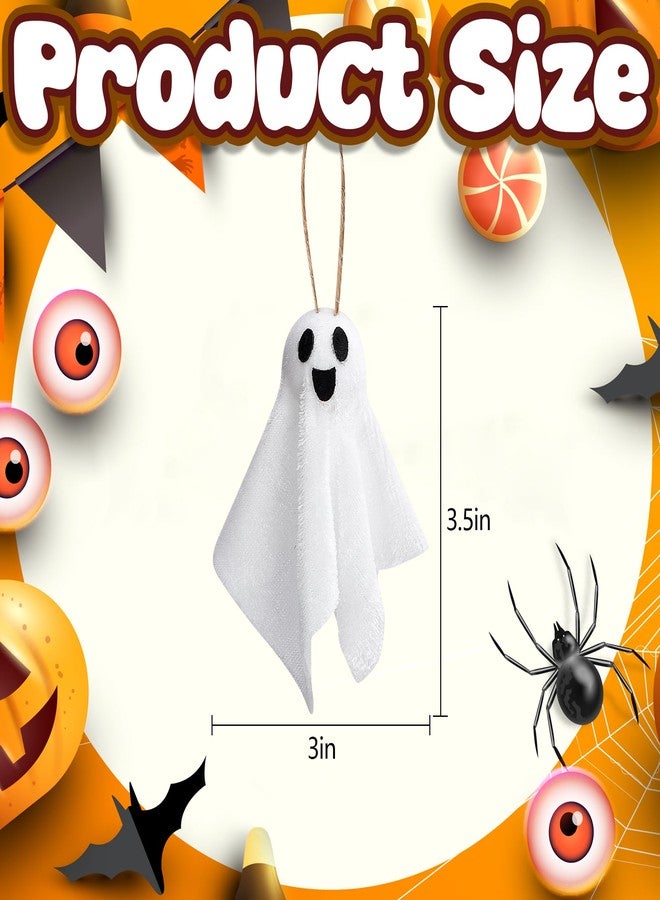 Watayo 16 Pcs Halloween Hanging Ghosts Decoration, 3.5" x 3" Outdoor Small Ghosts Tree Ornaments, Farmhouse Rustic White Cloth Ghost Hanging Decor for Yard Lawn Haunted House Party Decor - Image 2
