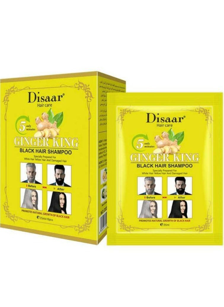 Disaar Ginger Black Hair Shampoo Natural Fast Hair Dye Only 5 Minutes Plant Essence Shampoo Hair Color Dye Cover for Gray Hair 25ml*10 PCS  - Image 2