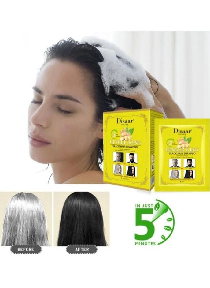 Disaar Ginger Black Hair Shampoo Natural Fast Hair Dye Only 5 Minutes Plant Essence Shampoo Hair Color Dye Cover for Gray Hair 25ml*10 PCS  - Image 1