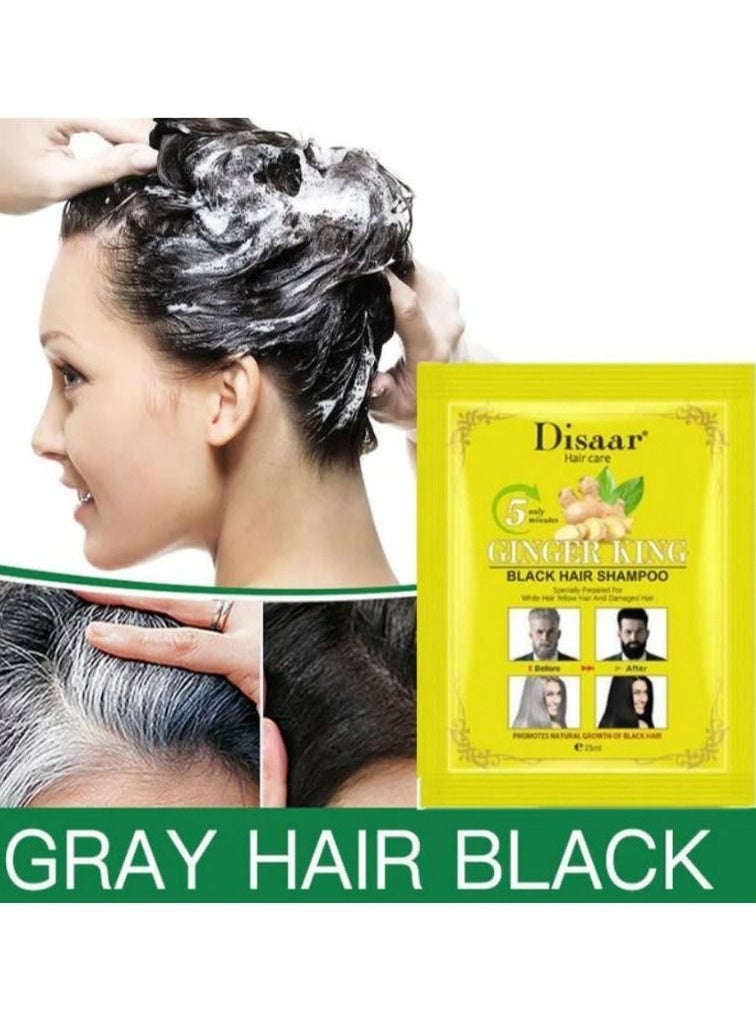 Disaar Ginger Black Hair Shampoo Natural Fast Hair Dye Only 5 Minutes Plant Essence Shampoo Hair Color Dye Cover for Gray Hair 25ml*10 PCS  - Image 3