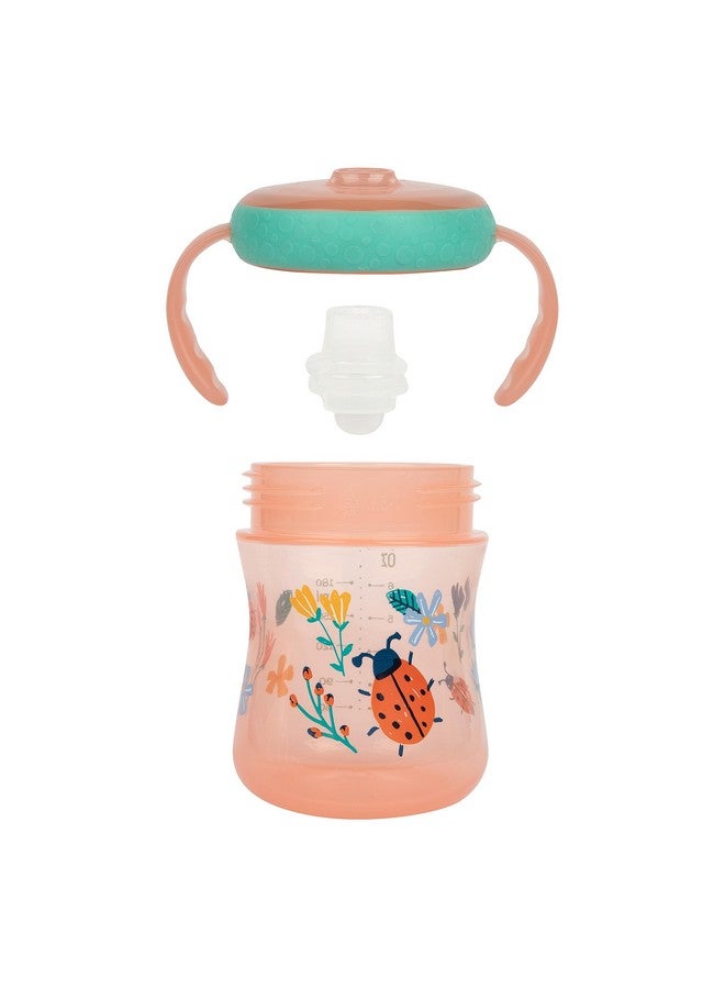 ذا فيرست ييرز كوب الشرب للأطفال الصغار من ذا فيرست ييرز - مزود بفوهة ناعمة - كوب تدريب للأطفال من عمر 6 أشهر فما فوق - بمقابض وغطاء مانع للتسرب - 7 أونصة - طبعة زهور الدعسوقة - قطعتان - Image 2