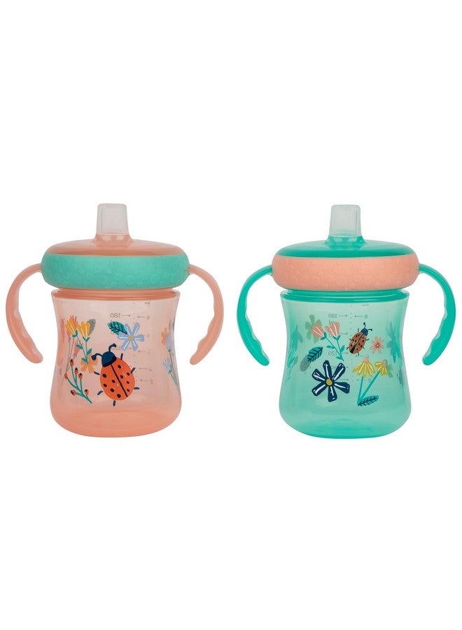 ذا فيرست ييرز كوب الشرب للأطفال الصغار من ذا فيرست ييرز - مزود بفوهة ناعمة - كوب تدريب للأطفال من عمر 6 أشهر فما فوق - بمقابض وغطاء مانع للتسرب - 7 أونصة - طبعة زهور الدعسوقة - قطعتان - Image 1
