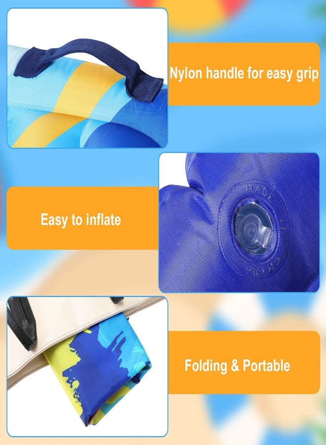 Leitee 2Pcs Inflatable Surf Body Board with Handles, Inflatable Surfboard for Beach Lightweight Swim Floating Surfboard for Kids Learning Surfing, 27.5"x21.7"x5.9" (Light Blue, Dark Blue, Stylish) - Image 5