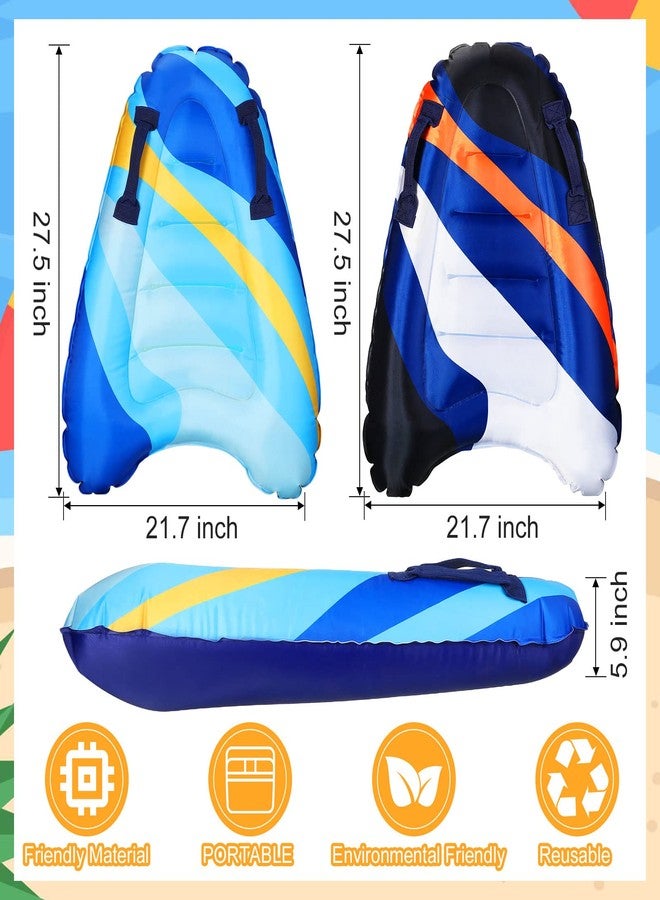 Leitee 2Pcs Inflatable Surf Body Board with Handles, Inflatable Surfboard for Beach Lightweight Swim Floating Surfboard for Kids Learning Surfing, 27.5"x21.7"x5.9" (Light Blue, Dark Blue, Stylish) - Image 3