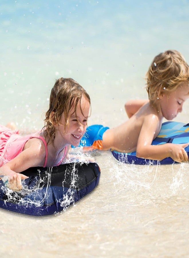 Leitee 2Pcs Inflatable Surf Body Board with Handles, Inflatable Surfboard for Beach Lightweight Swim Floating Surfboard for Kids Learning Surfing, 27.5"x21.7"x5.9" (Light Blue, Dark Blue, Stylish) - Image 4