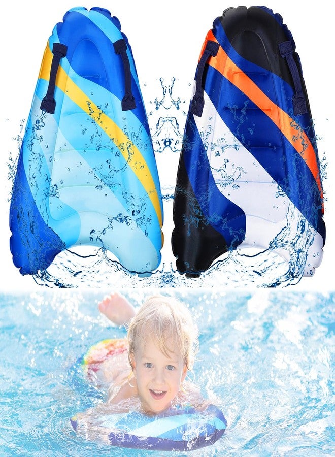 Leitee 2Pcs Inflatable Surf Body Board with Handles, Inflatable Surfboard for Beach Lightweight Swim Floating Surfboard for Kids Learning Surfing, 27.5"x21.7"x5.9" (Light Blue, Dark Blue, Stylish) - Image 1