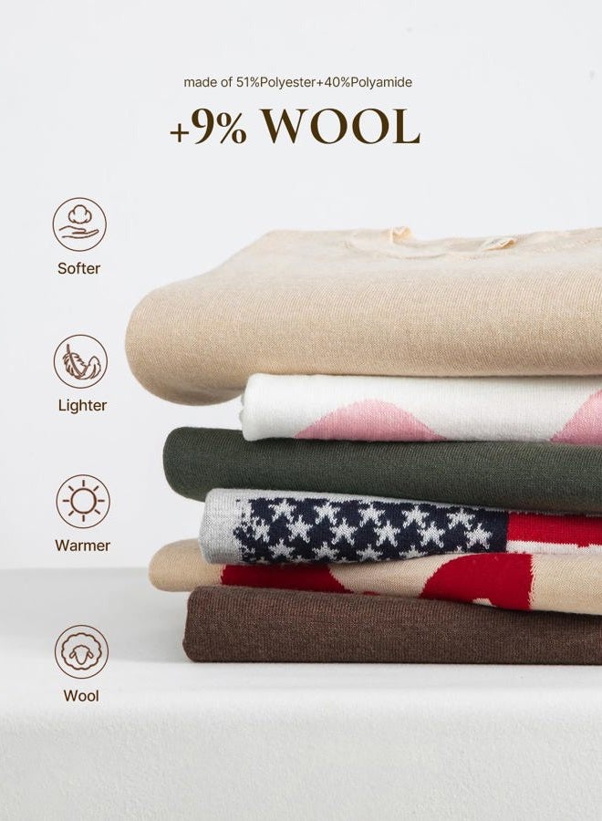 EVALESS Fall Sweaters for Women 2025 Trendy Wool Blend Sweaters Long Sleeve Crewneck Fall Outfits Pullover Sweater Tops, 2a Valentine Navy Blue, L - Image 4