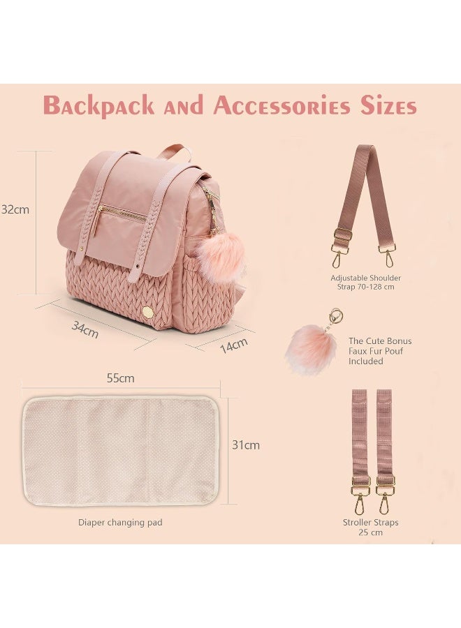 SEWBOO Diaper Bag Backpack Large Capacity Convertible Travel Back Pack Waterproof Baby Bag for Mom and Girl - Image 4
