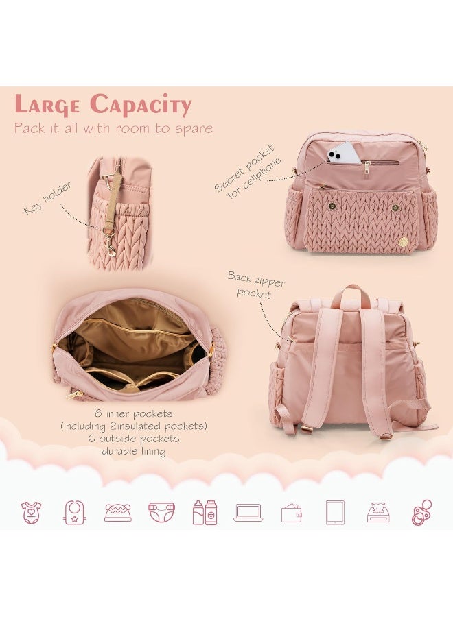 SEWBOO Diaper Bag Backpack Large Capacity Convertible Travel Back Pack Waterproof Baby Bag for Mom and Girl - Image 2