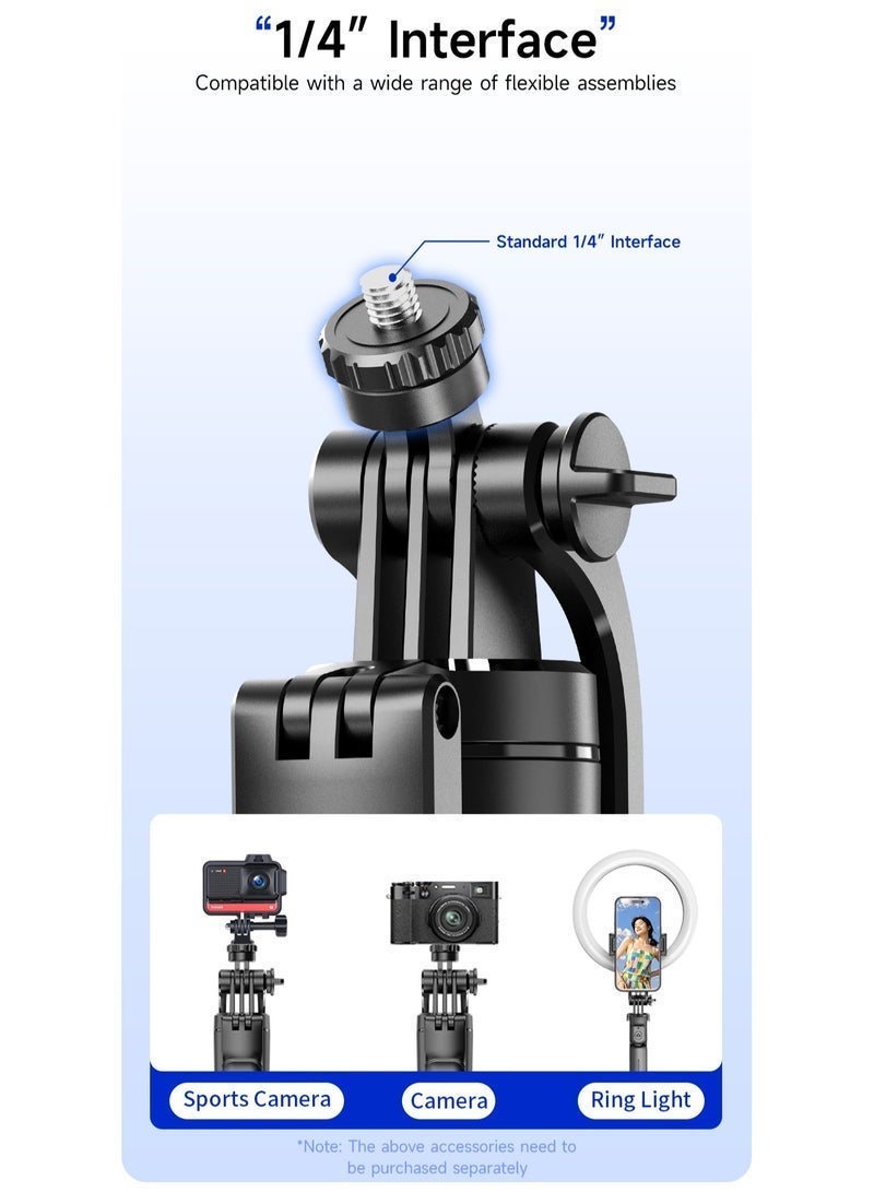 47.24 inches(1.708cm) Selfie Stick Tripod with Wireless Remote & Fill Light, 360° Rotatable Phone Holder, 3 Color Temperature LED, 8-Section Extendable Pole, Detachable Mount, Compatible with iPhone & Android - Image 4