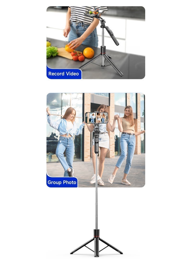 47.24 inches(1.708cm) Selfie Stick Tripod with Wireless Remote & Fill Light, 360° Rotatable Phone Holder, 3 Color Temperature LED, 8-Section Extendable Pole, Detachable Mount, Compatible with iPhone & Android - Image 3