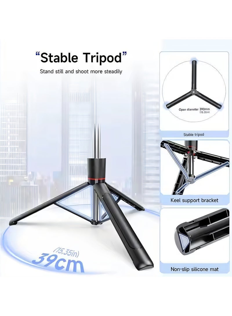 47.24 inches(1.708cm) Selfie Stick Tripod with Wireless Remote & Fill Light, 360° Rotatable Phone Holder, 3 Color Temperature LED, 8-Section Extendable Pole, Detachable Mount, Compatible with iPhone & Android - Image 2