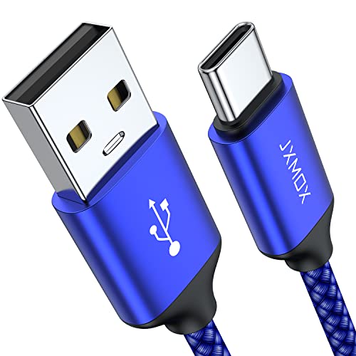 JXMOX USB Type C Cable (6.6ft 2-Pack), USB-A to USB C 3A Fast Charging Cord Compatible with iPhone 15 16 Pro Max, Samsung Galaxy S22 S21 S20 Ultra S10 S9 S8, Note 10 9 8 A80 A70, USB C Charger (Blue) - Image 1
