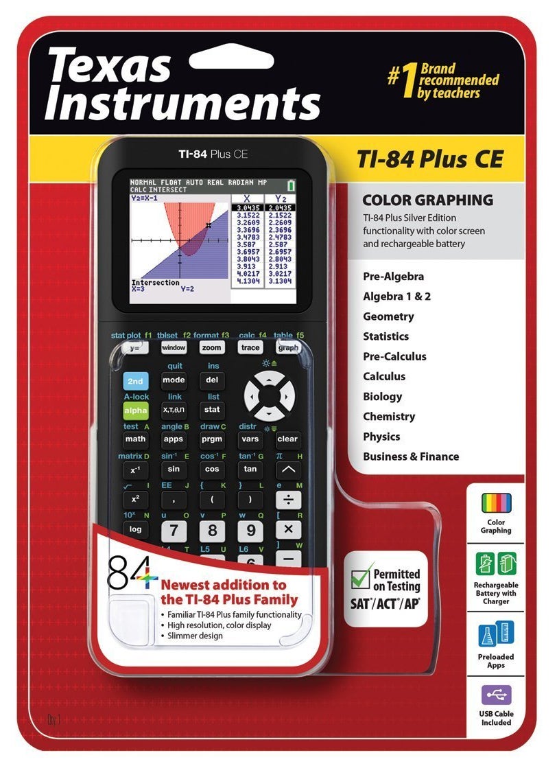 TEXAS INSTRUMENTS Texas Instruments TI-84 Plus CE Graphing Calculator, Black  - Image 1