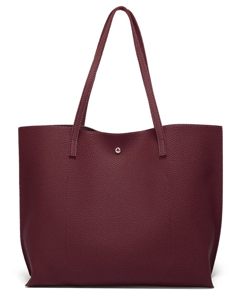 Dreubea Women's Soft Faux Leather Tote Shoulder Bag from, Big Capacity Tassel Handbag Dark Red - Image 5