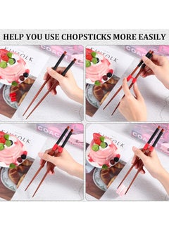 Vitacelli Chopstick Helpers 20 Pieces Reusable Chopstick Helpers Training Chopsticks BPA Free POM Fon-Toxic Non-Slippery for Many Age, Beginner, Trainers or Learner, Left or Right Hand RED  - Image 2