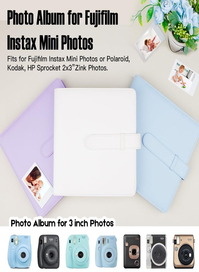 فيسيفول ألبوم صور Veicevol 360 Pockets لكاميرا Fujifilm Instax Mini، ألبوم صور بولارويد، غطاء جلدي، ألبوم صور لكاميرا Fujifilm Instax Mini 12 11 9 40 8 7 Evo LiPlay، ألبوم صور 2x3، أبيض - Image 4