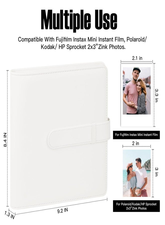 فيسيفول ألبوم صور Veicevol 360 Pockets لكاميرا Fujifilm Instax Mini، ألبوم صور بولارويد، غطاء جلدي، ألبوم صور لكاميرا Fujifilm Instax Mini 12 11 9 40 8 7 Evo LiPlay، ألبوم صور 2x3، أبيض - Image 2