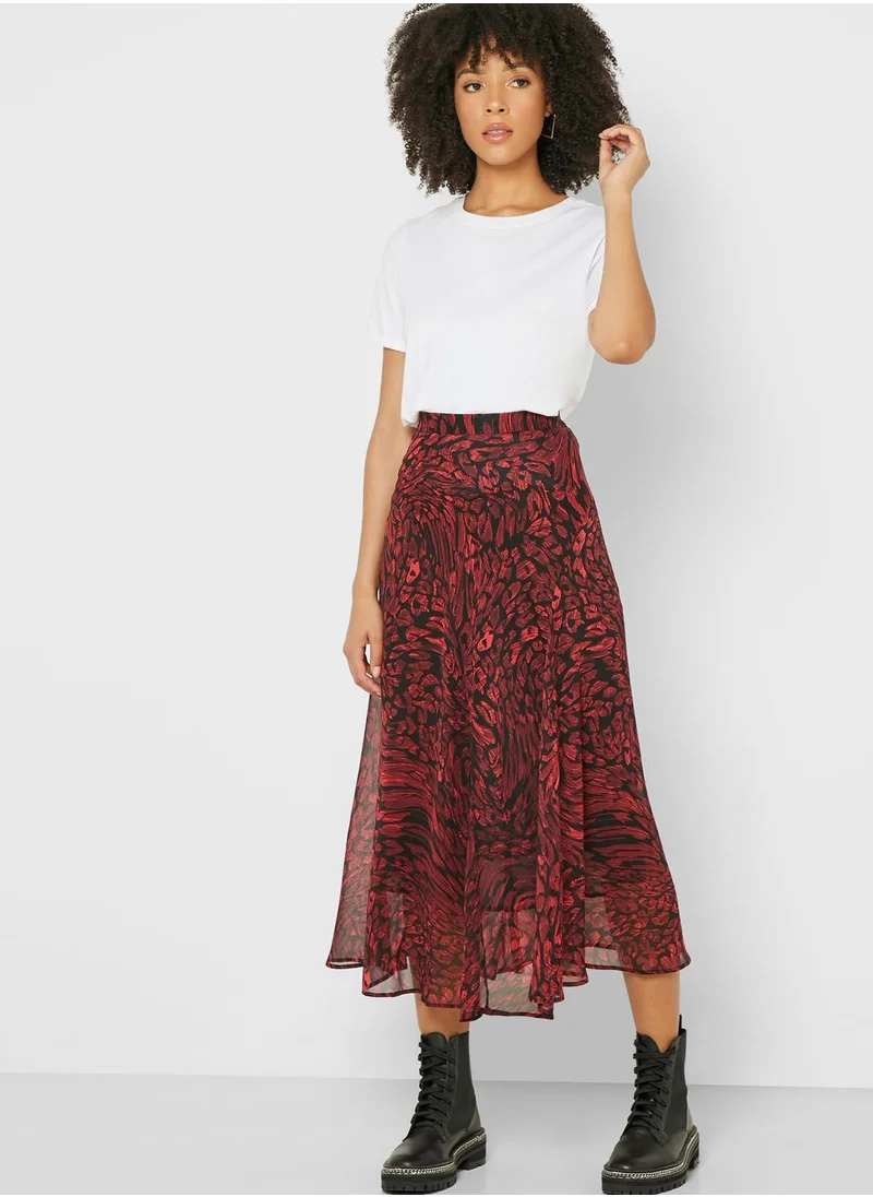 TOPSHOP Leopard Print Midi Skirt