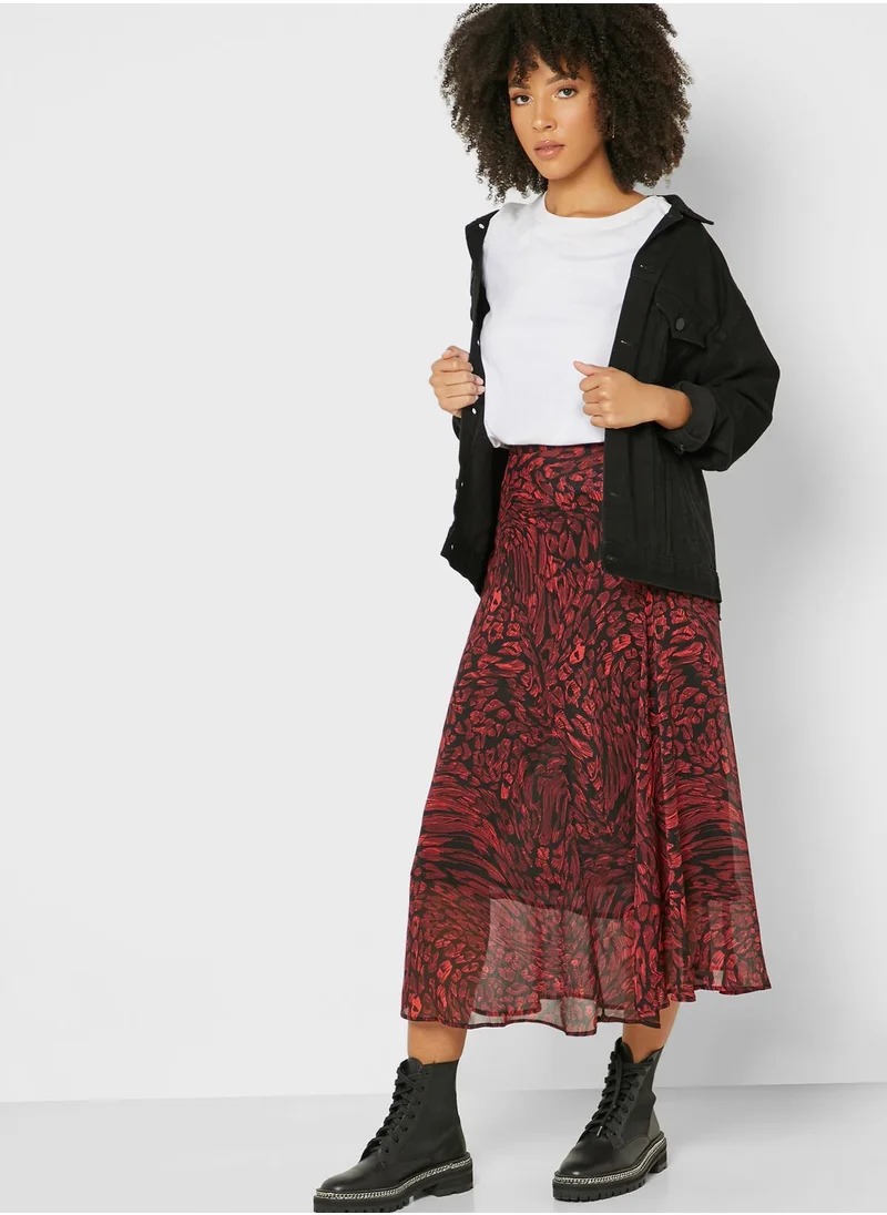 TOPSHOP Leopard Print Midi Skirt