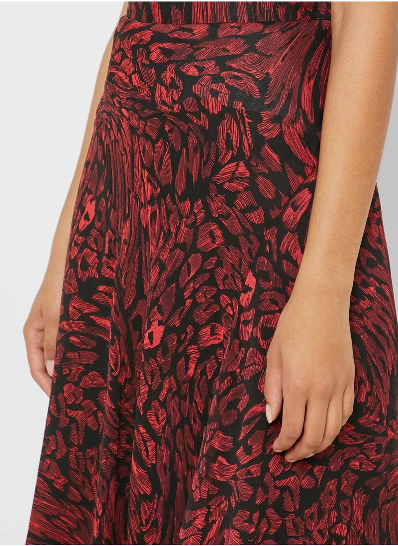 TOPSHOP Leopard Print Midi Skirt