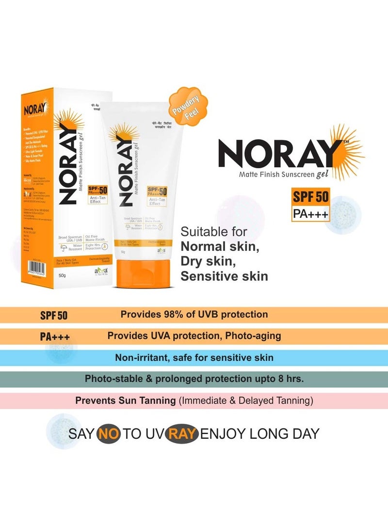 Vegetal Noray Matte Finish Broad Spectrum Sunscreen Gel, SPF-50, PA+++ with Anti Tan Effect, 50 g - Image 2