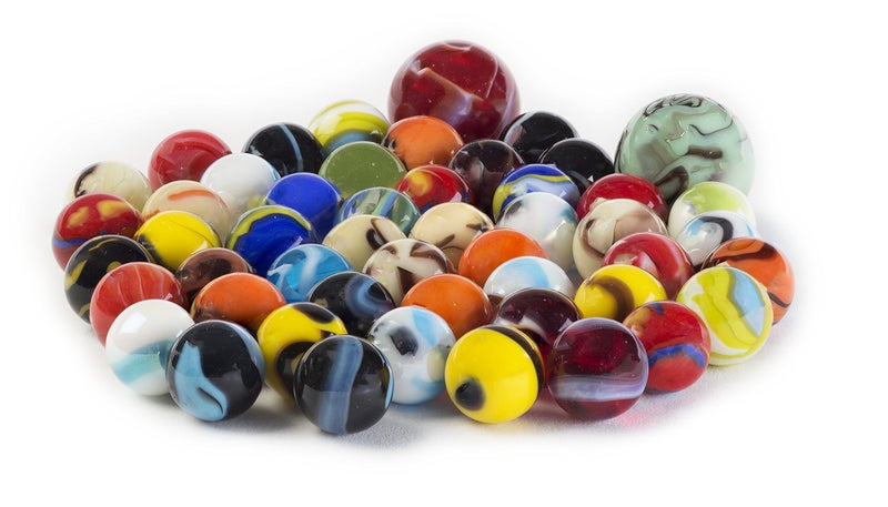 Ader Products 50 Piece Marbles Set - Colorful Glass Marbles for Kids Marbles Game | 48 Players and 2 Shooter - Image 1