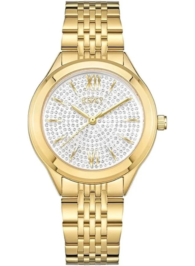 إكستاسي ECSTACY Women's 2035 Movement Watch, Analog Display and Stainless Steel Strap - E23517-GBGS, Gold