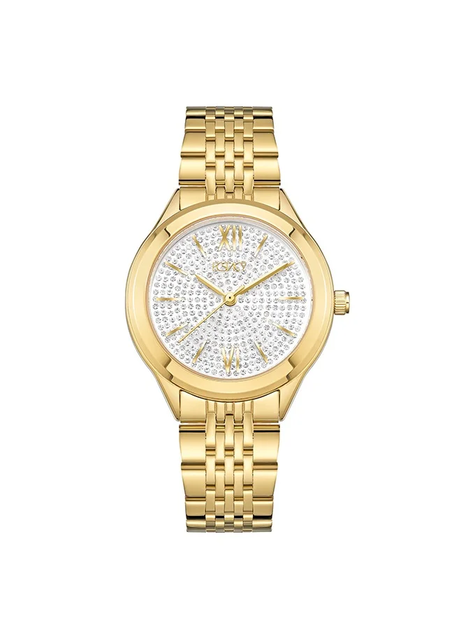 ECSTACY Ecstacy E23517-GBGS Women Analog Display Watch & Stainless Steel Strap Gold