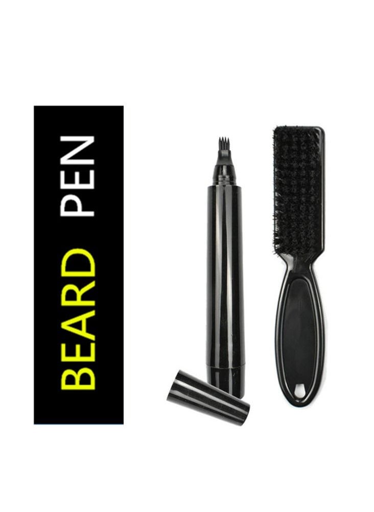 Generic Four forked mustache pen waterproof sweat resistant non dizzy and dyed beard brush set  - Image 1