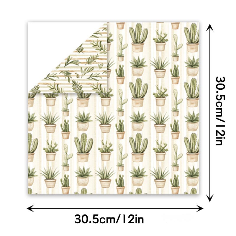 MIATTCLD Scrapbook Paper Boho Patterned Paper for Scrapbooking, Double Sided Floral Decorative Craft Papers, MIATTCLD 24 Sheets Scrapbook Background Papers for Photo Album Journal Decor (Beige, 12x12 IN) - Image 2