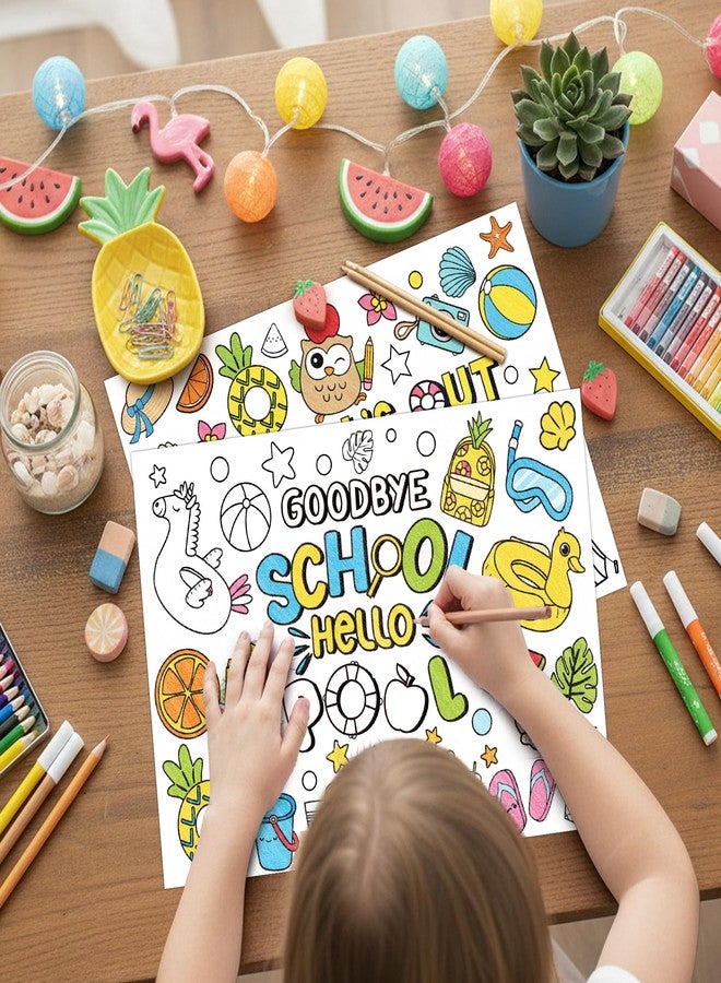 ANGOLIO Summer End of the Year Coloring Pages - 32P Summer Beach Coloring Sheets Posters for Kids Students, Hawaii Theme Goodbye School Hello Pool DIY Art Crafts Classroom Home Holiday Party Supplies - Image 4