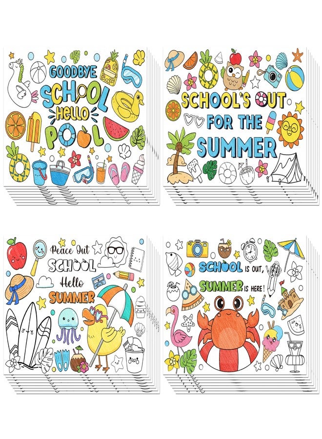 ANGOLIO Summer End of the Year Coloring Pages - 32P Summer Beach Coloring Sheets Posters for Kids Students, Hawaii Theme Goodbye School Hello Pool DIY Art Crafts Classroom Home Holiday Party Supplies - Image 1