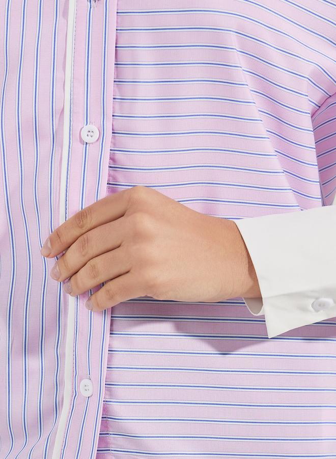 ستايلي بلوزة مخططة باكمام طويلة بأساور - Image 4