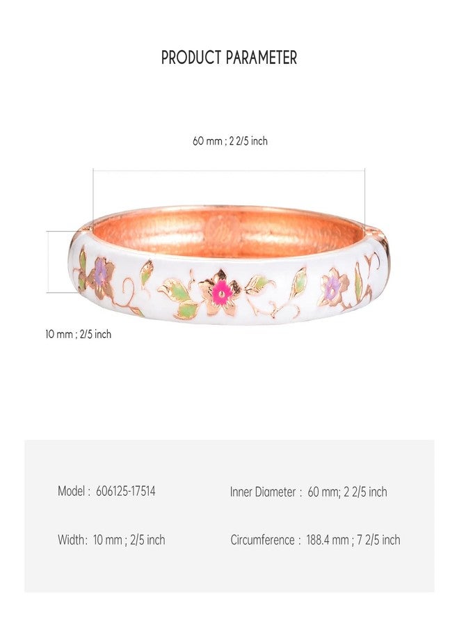 UJOY Vintage Bracelet Colorful Cloisonne Women Hinged Bangles Enameled Bracelets Jewelry Gifts 55A82 White - Image 3