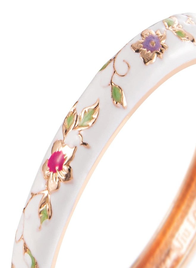 UJOY Vintage Bracelet Colorful Cloisonne Women Hinged Bangles Enameled Bracelets Jewelry Gifts 55A82 White - Image 5