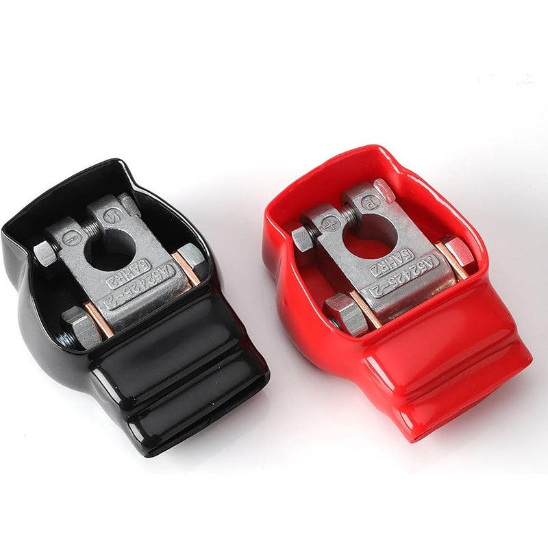 DLronwey Battery Terminal Connectors,Military Spec Positive Negative Heavy Duty Battery Terminals with 4 pcs 2 Gauge 3/8 Copper Lugs,4 Heatshrink,2 Cover and Anti Corrosion Washers - Image 3