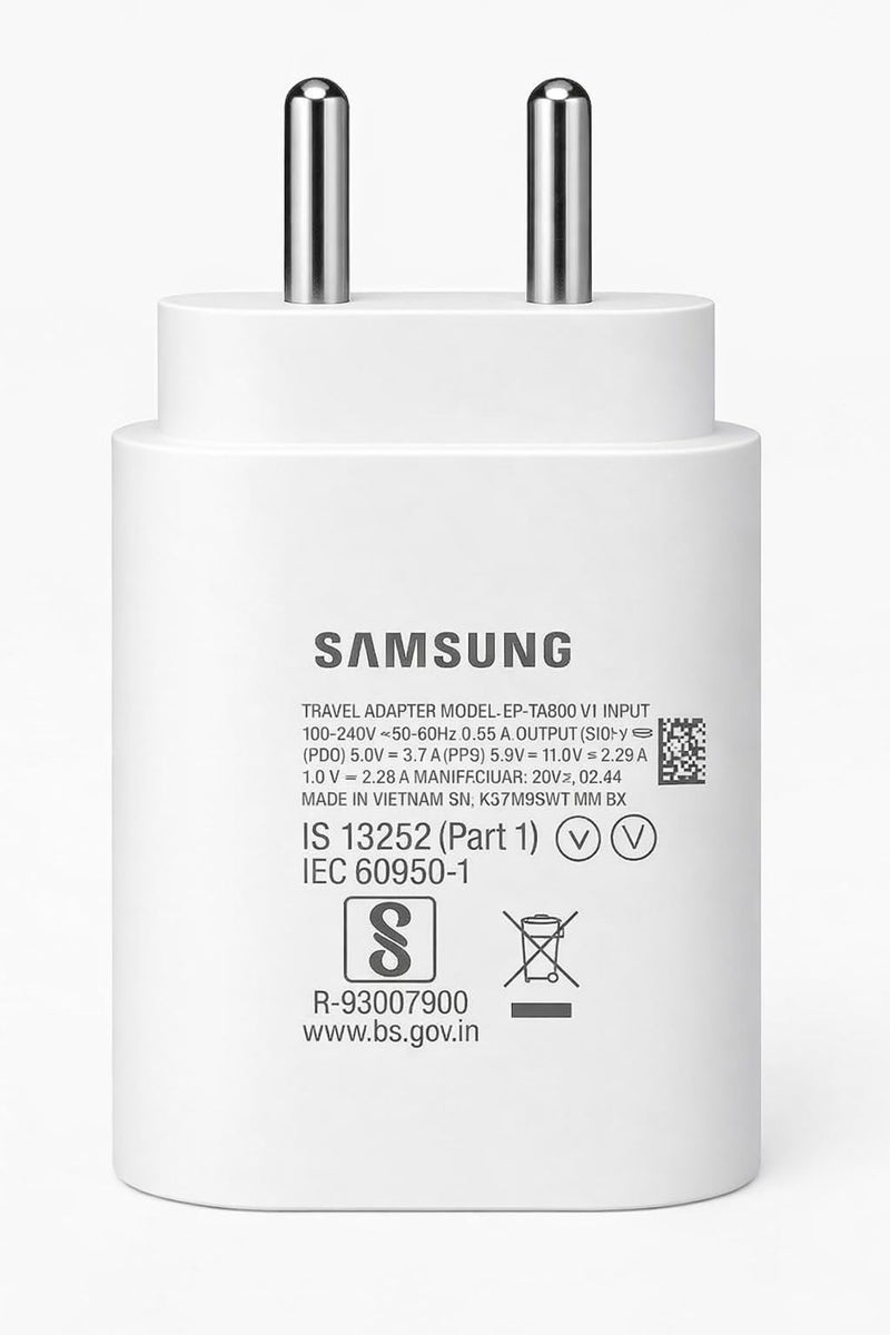 SHOQU Samsung Original 25W C-Type PD Super-Fast Charging Adapter for Samsung Galaxy A57|A55|A16|A36| A56|A06|M07|M17|M36|M35|M16|M06|M07|M17|M05|M56|F36|F06|F05|F56| 25watt USB C Fast Adaptor Charge, White - Image 1