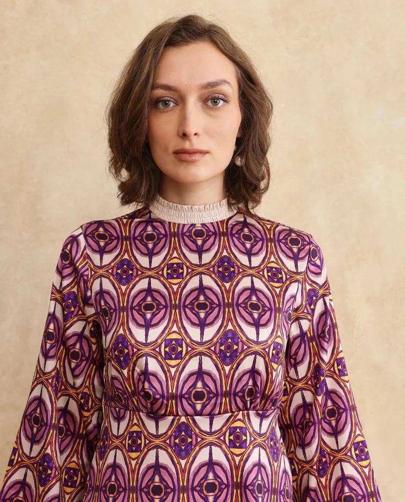 Rareism Women's Printed Bell Sleeve Dress