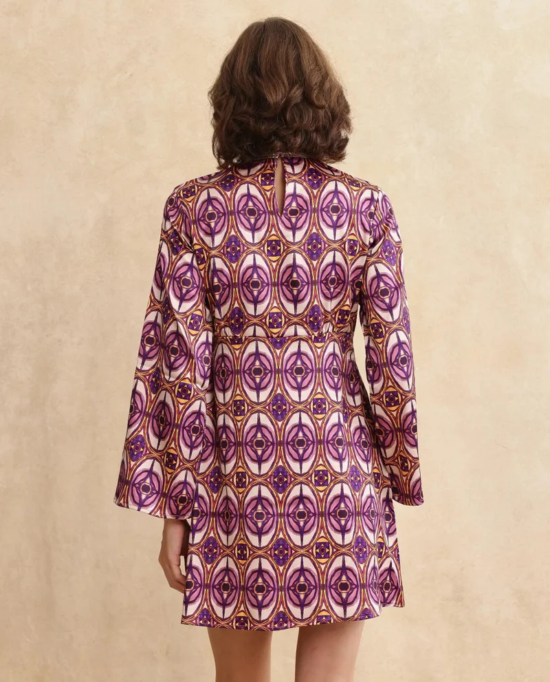 Rareism Women's Printed Bell Sleeve Dress