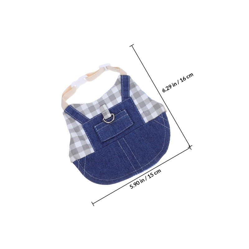 Adjustable Small Animal Harness Vest With Leash Set Gray Plaid S Size For Rabbit Cat Puppy - Image 3