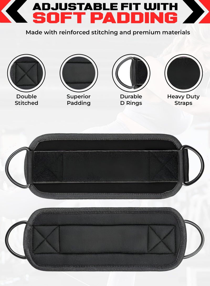 FIT TRIBE Ankle Straps for Cable Machine 2pcs - Kickback Straps For Leg & Glute Workouts - Durable, Adjustable Leg Strap for Strengthening Hamstrings, Thighs, and Calves - Perfect for Resistance Training & Gym Exercises (Black) - Image 2