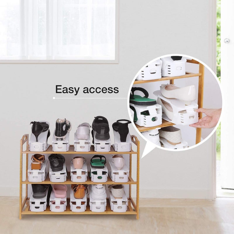 Gadgets HUB Plastic Shoe Slot Organizer Space Saver Double Deck Shoe Rack Adjustable Shoe Holder (Pack of 2)
